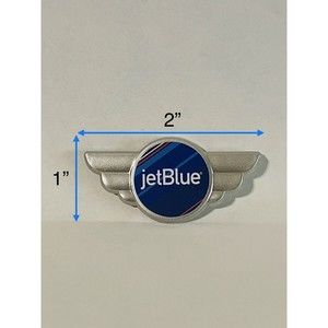 JetBlue Airways Junior Crew Silver Plastic Wings Stick-On Pin / Badge
